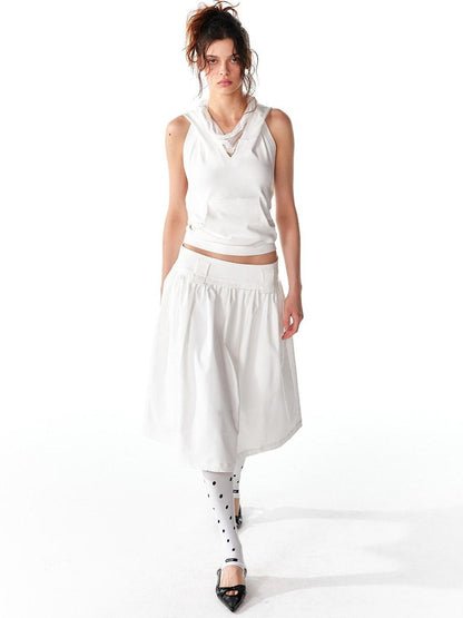 ALINNV Structured A Line Low Rise Loose Puffy Solid Color Women&
