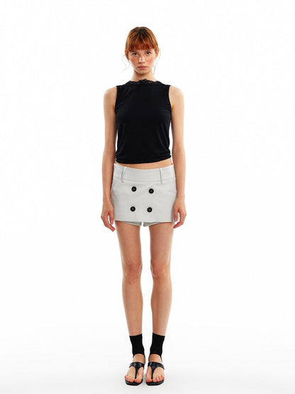 ALINNV Vintage Double Breasted Lapel Short Women&