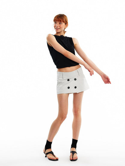 ALINNV Vintage Double Breasted Lapel Short Women&