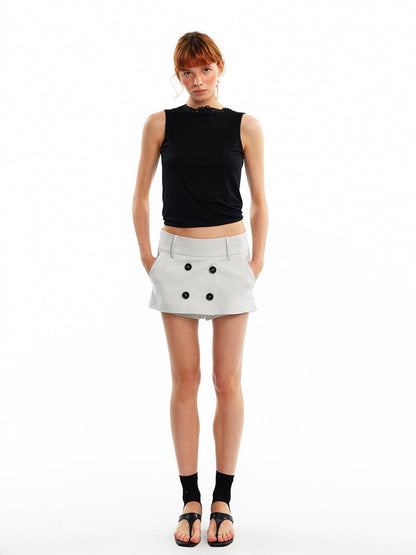 ALINNV Vintage Double Breasted Lapel Short Women&