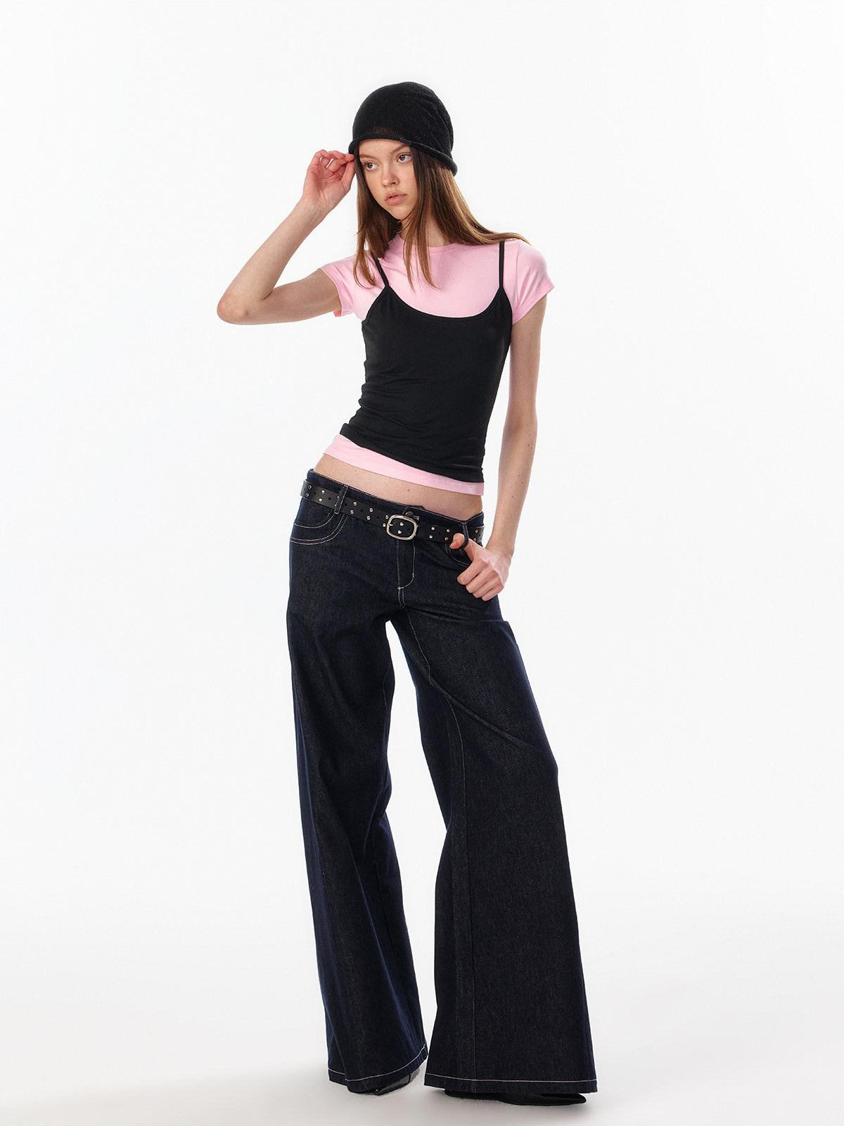 ALINNV Vintage Low Rise Button Fly Loose Fit Women&