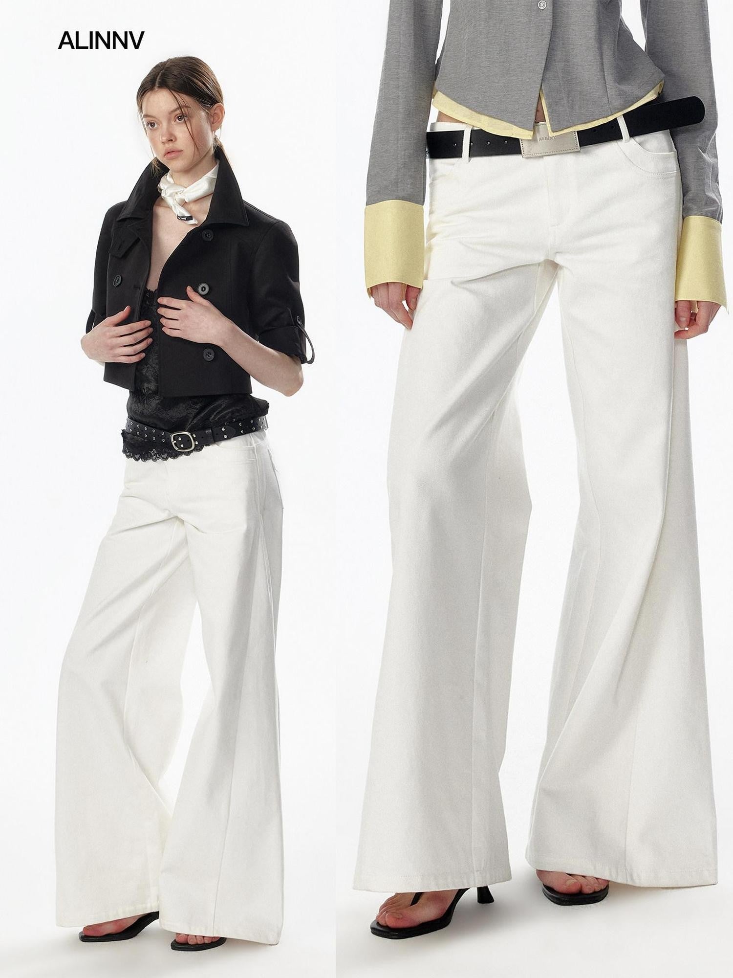 ALINNV Vintage Low Rise Button Fly Loose Fit Women&