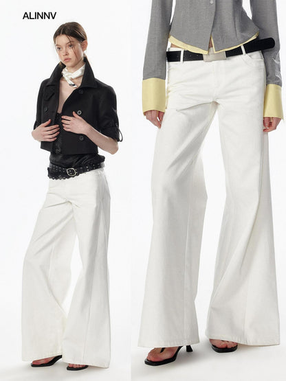 ALINNV Vintage Low Rise Button Fly Loose Fit Women&