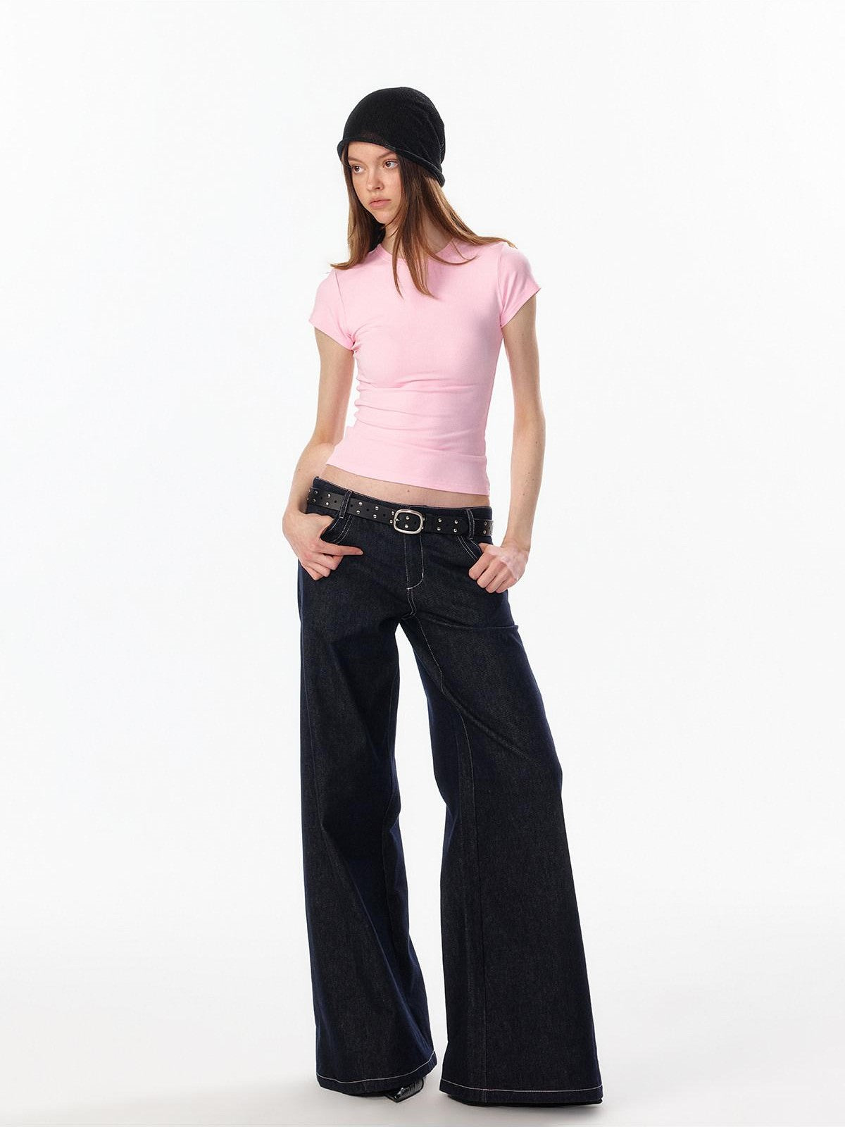 ALINNV Vintage Low Rise Button Fly Loose Fit Women&