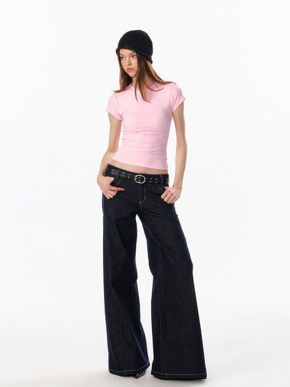 ALINNV Vintage Low Rise Button Fly Loose Fit Women&