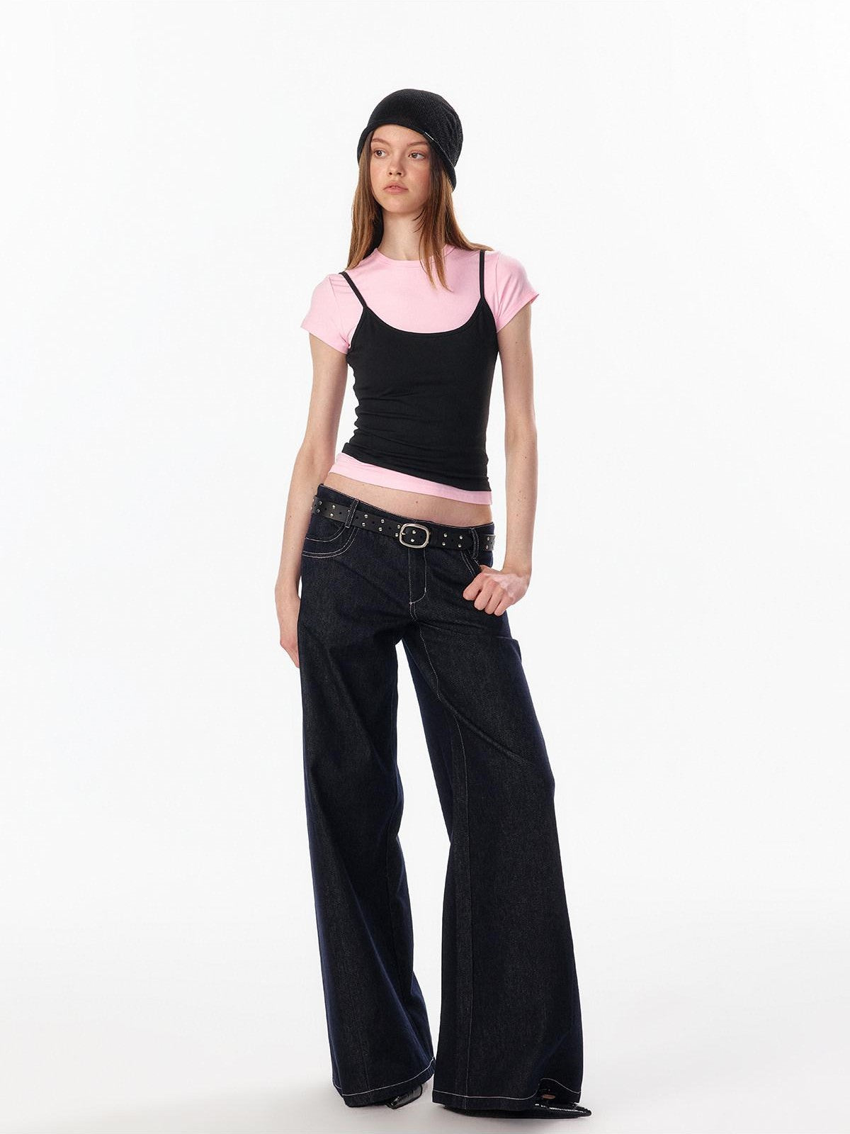ALINNV Vintage Low Rise Button Fly Loose Fit Women&