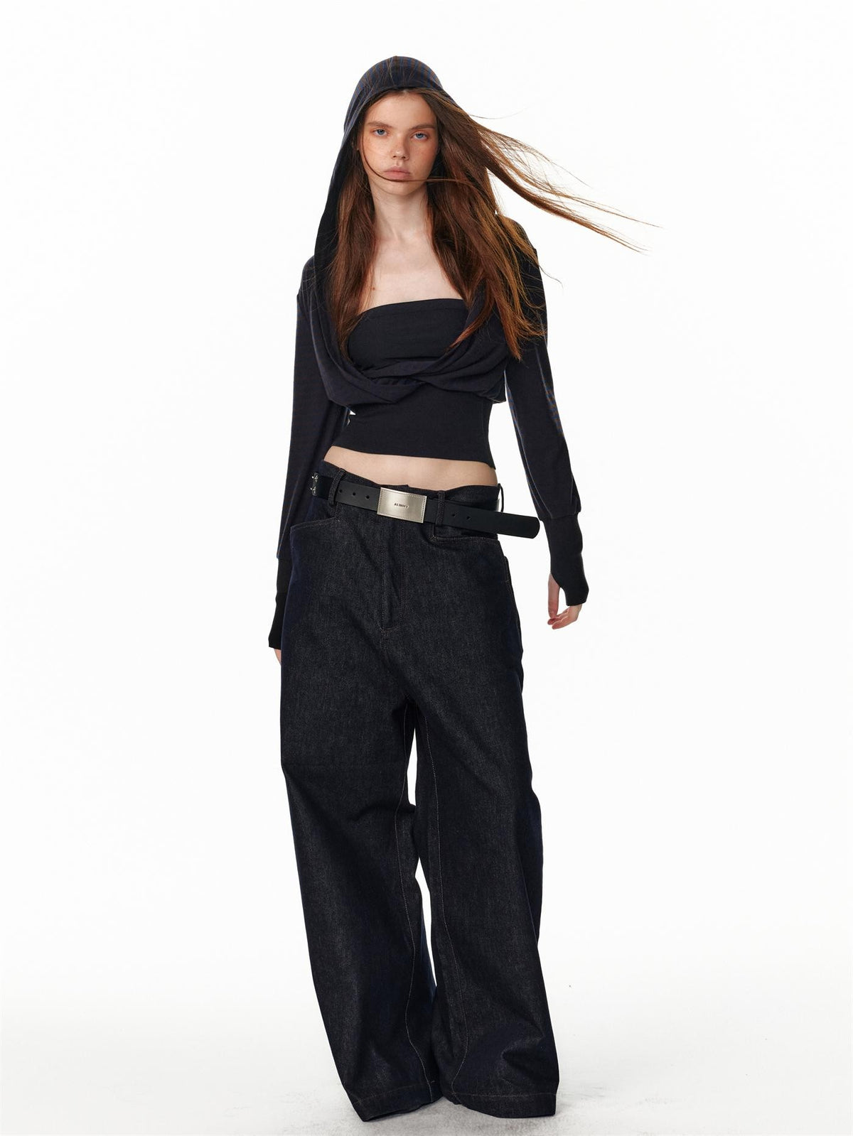 ALINNV Vintage Low Rise Loose Fit Straight Women&
