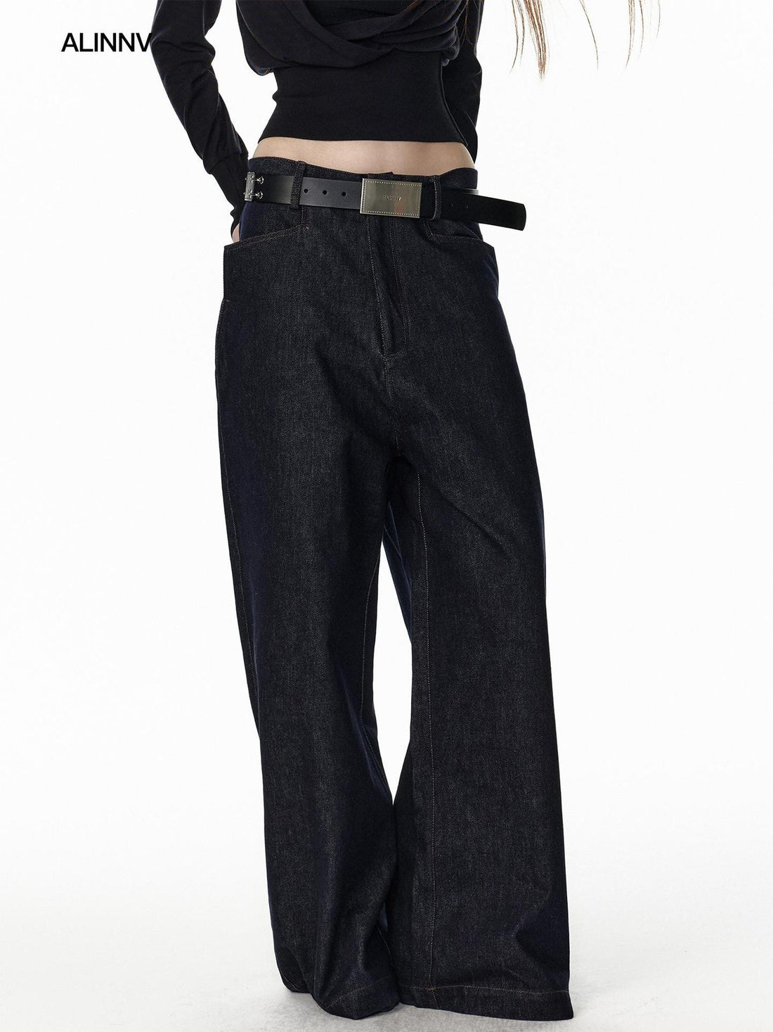 ALINNV Vintage Low Rise Loose Fit Straight Women&