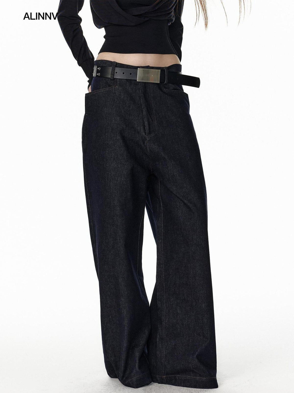 ALINNV Vintage Low Rise Loose Fit Straight Women&