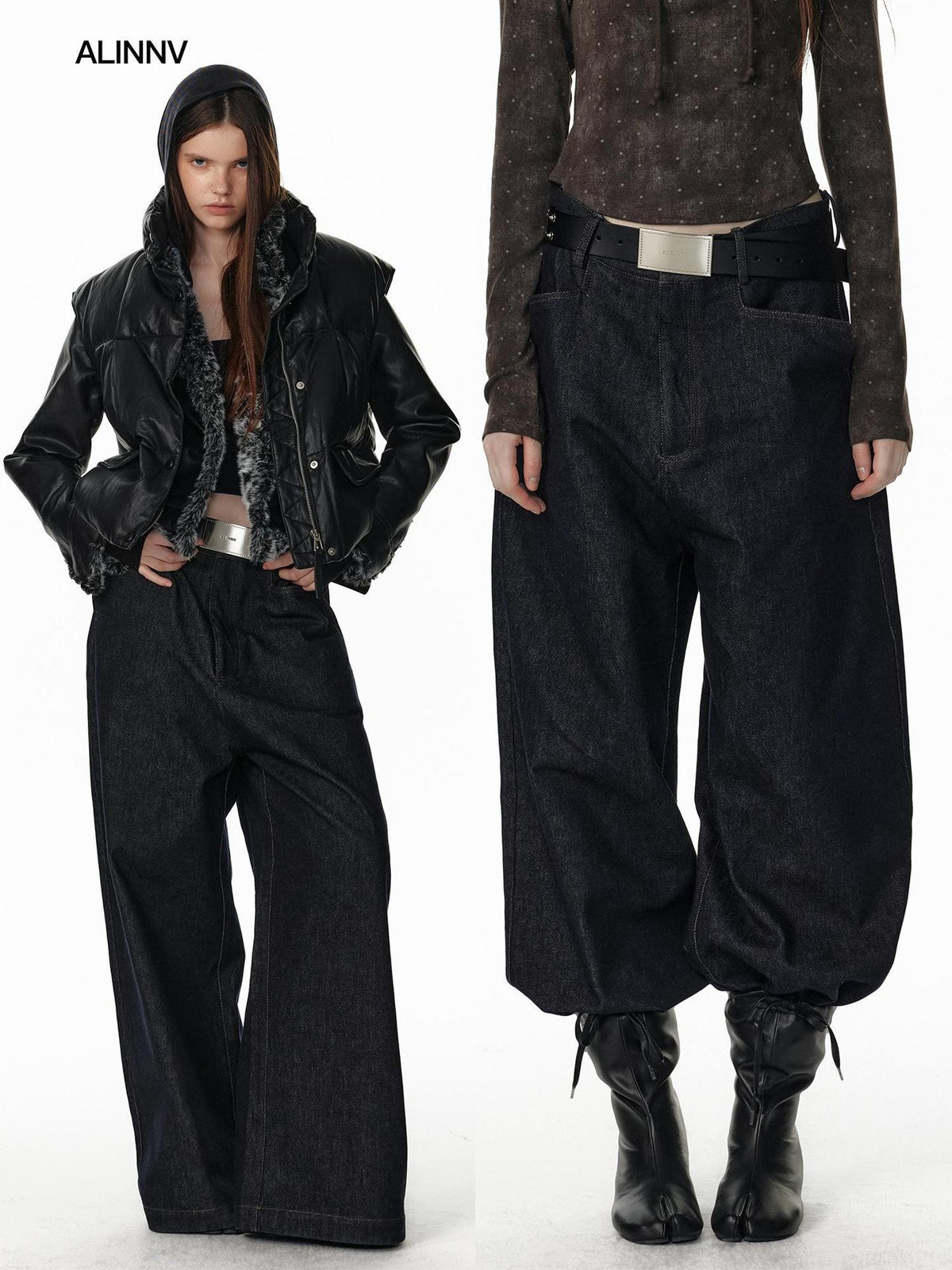 ALINNV Vintage Low Rise Loose Fit Straight Women&