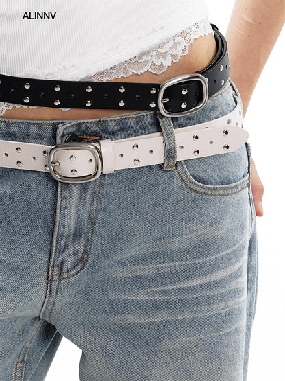 ALINNV Vintage Perforated Linked Studded Women&