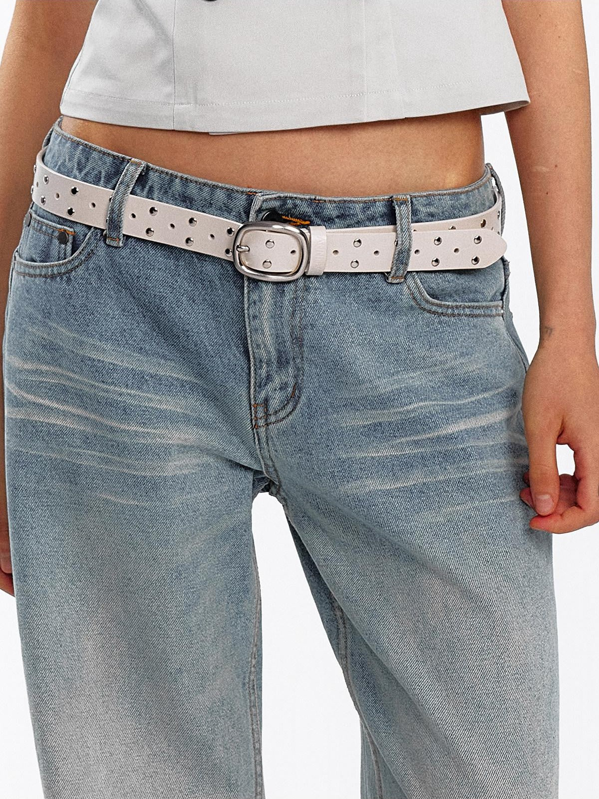 ALINNV Vintage Perforated Linked Studded Women&
