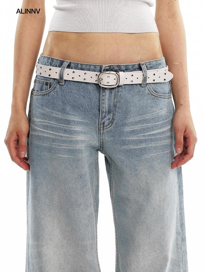 ALINNV Vintage Perforated Linked Studded Women&