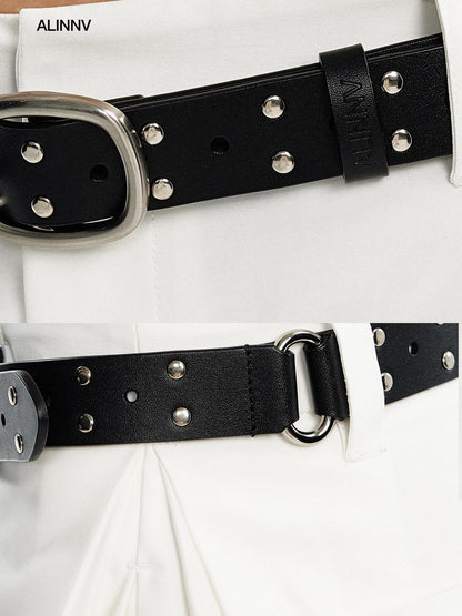 ALINNV Vintage Perforated Linked Studded Women&