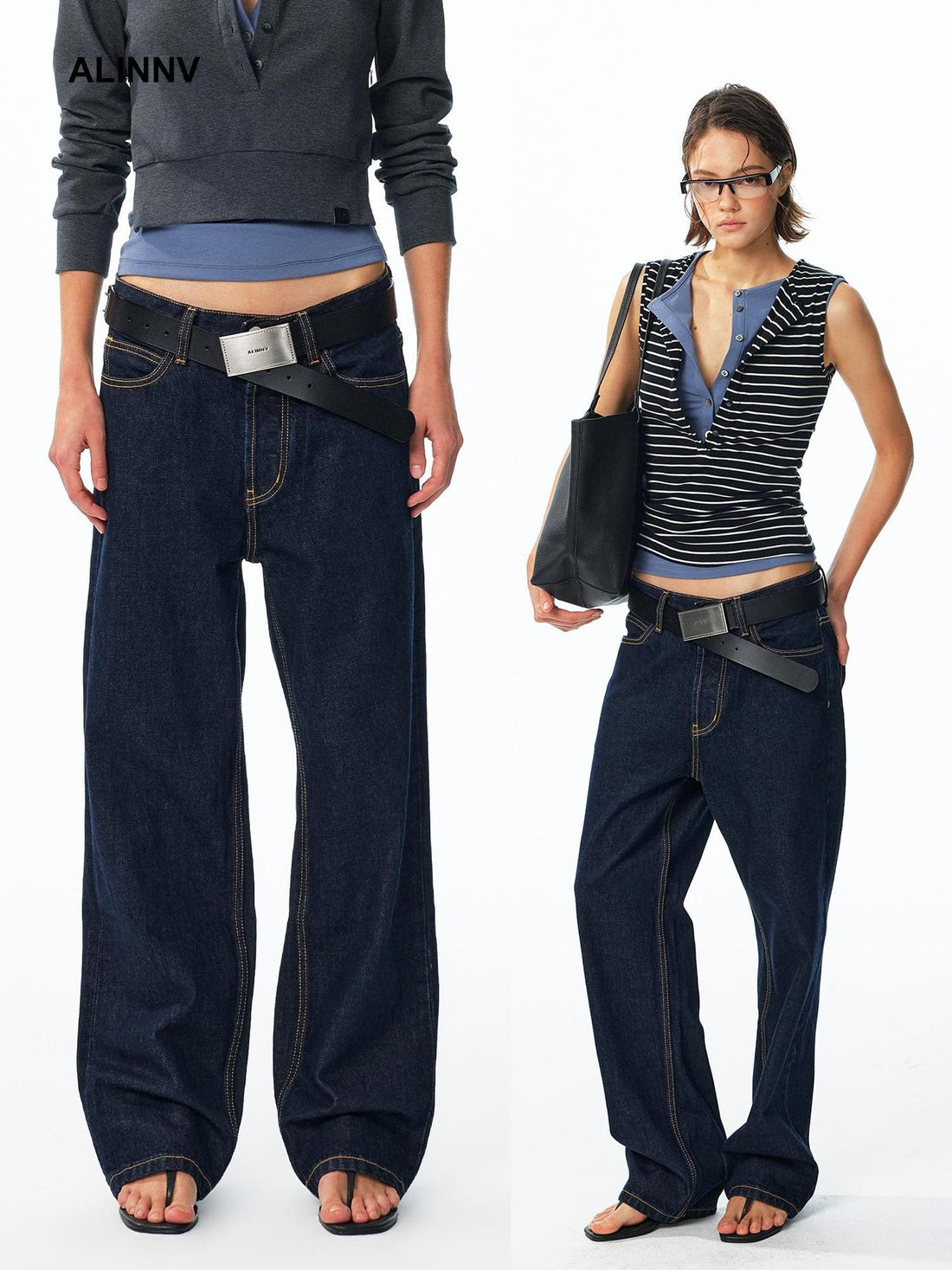 ALINNV Washed Low Waist Cotton Women&