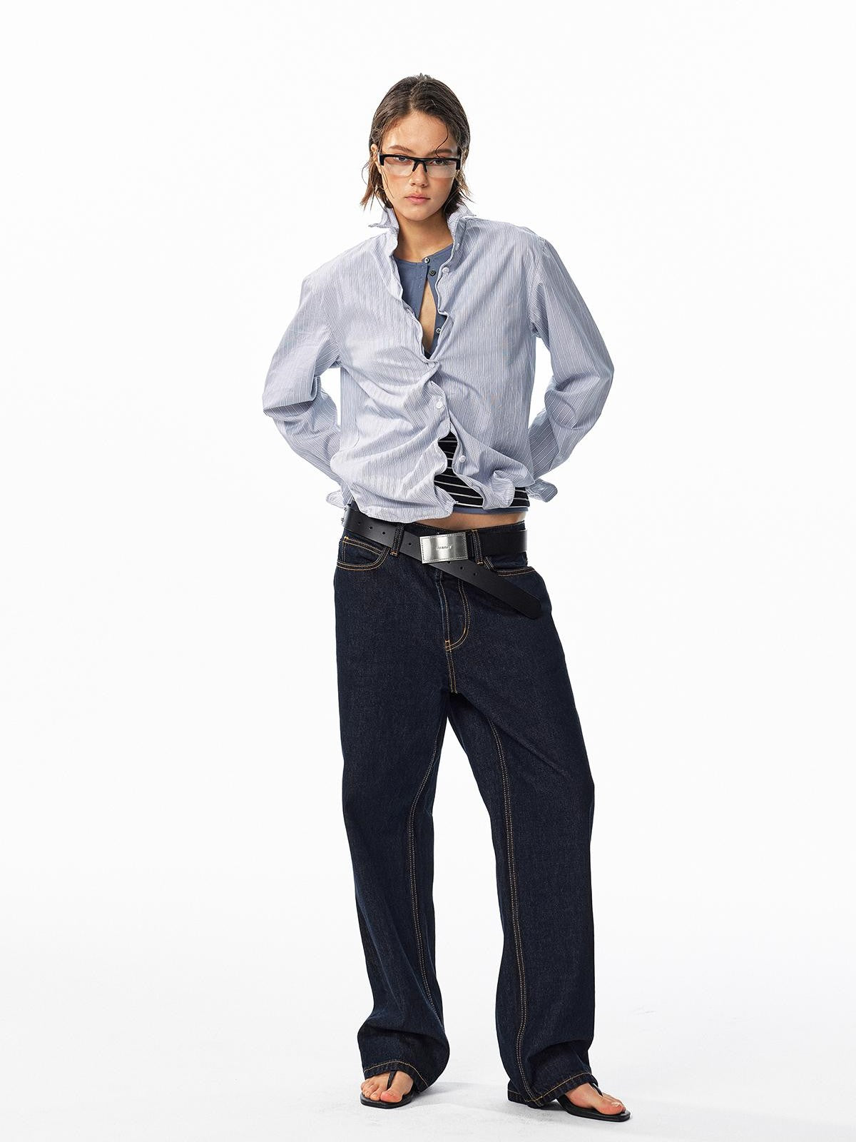 ALINNV Washed Low Waist Cotton Women&
