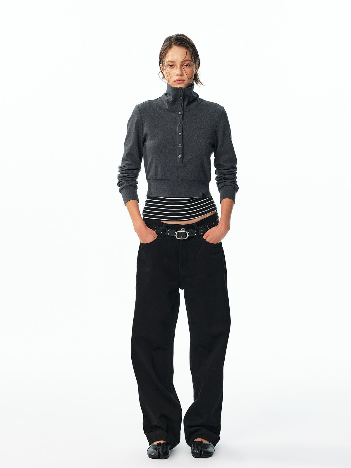 ALINNV Washed Low Waist Cotton Women&