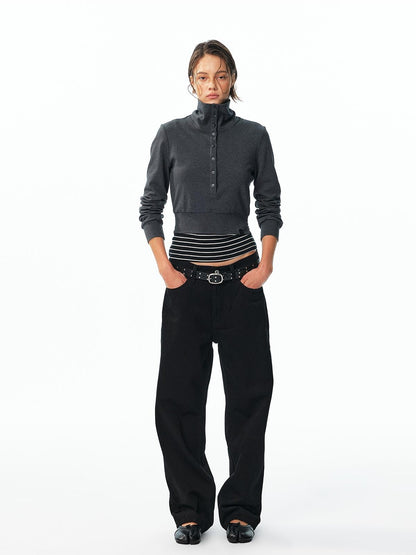 ALINNV Washed Low Waist Cotton Women&