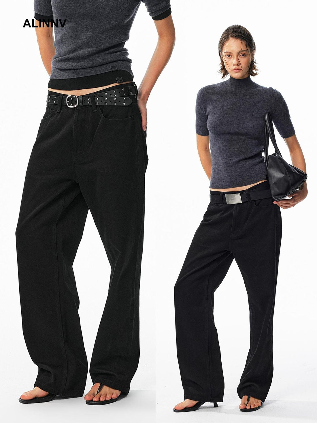 ALINNV Washed Low Waist Cotton Women&