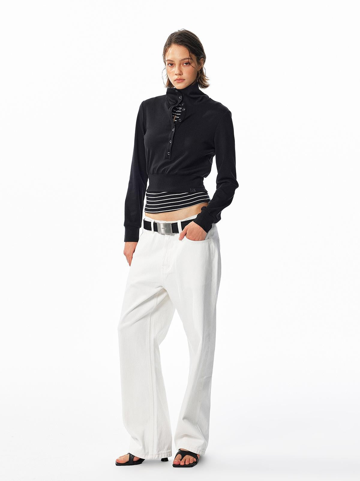ALINNV Washed Low Waist Cotton Women&