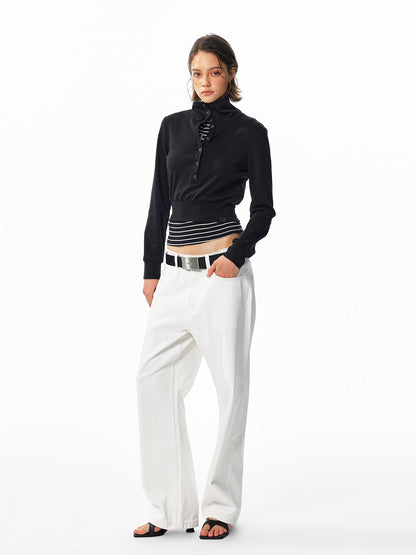 ALINNV Washed Low Waist Cotton Women&