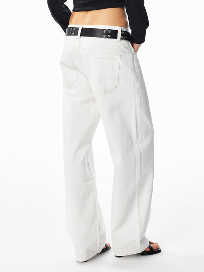 ALINNV Washed Low Waist Cotton Women&
