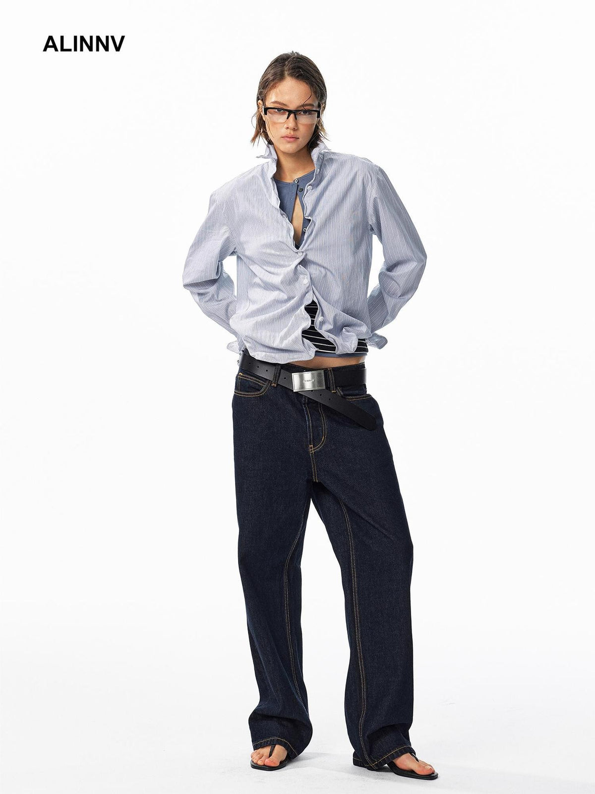 ALINNV Washed Low Waist Cotton Women&