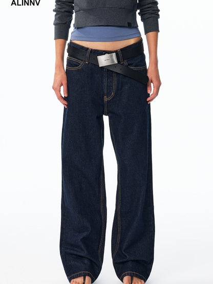 ALINNV Washed Low Waist Cotton Women&