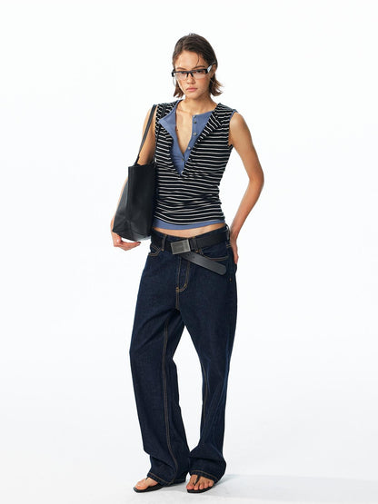 ALINNV Washed Low Waist Cotton Women&