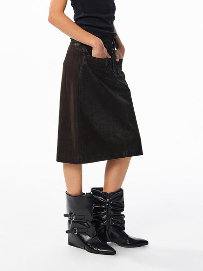 ALINNV Washed Suede High Waist Pencil Women&