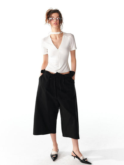 ALINNV White Lace Trim Tie Relaxed Casual Commuter Women&