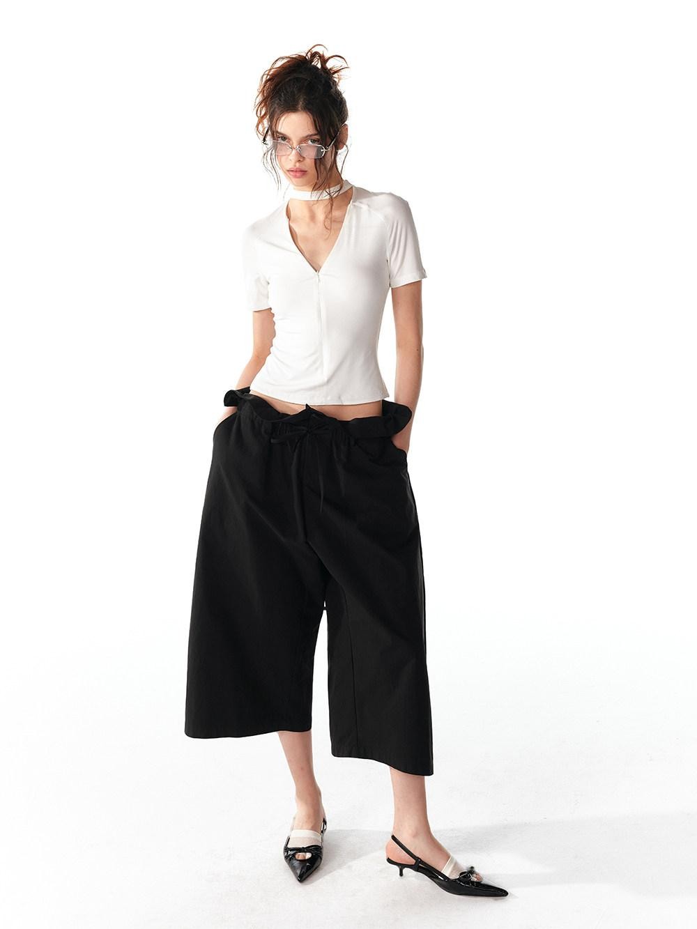 ALINNV White Lace Trim Tie Relaxed Casual Commuter Women&