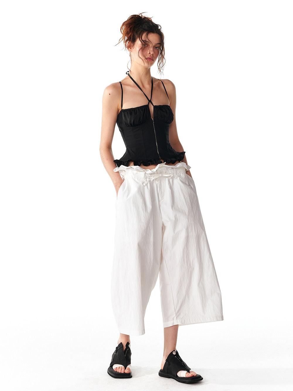 ALINNV White Lace Trim Tie Relaxed Casual Commuter Women&