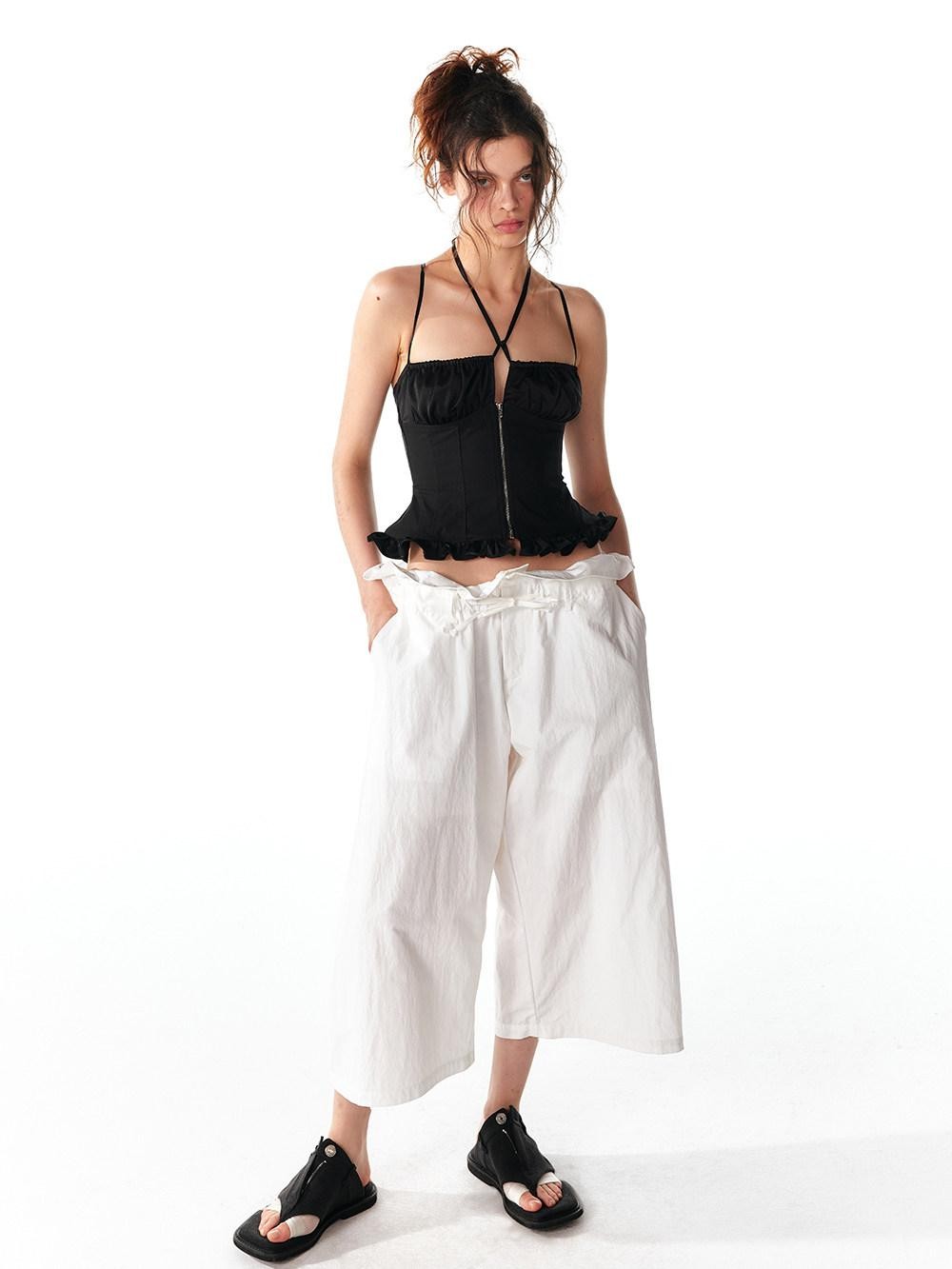 ALINNV White Lace Trim Tie Relaxed Casual Commuter Women&