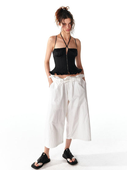 ALINNV White Lace Trim Tie Relaxed Casual Commuter Women&