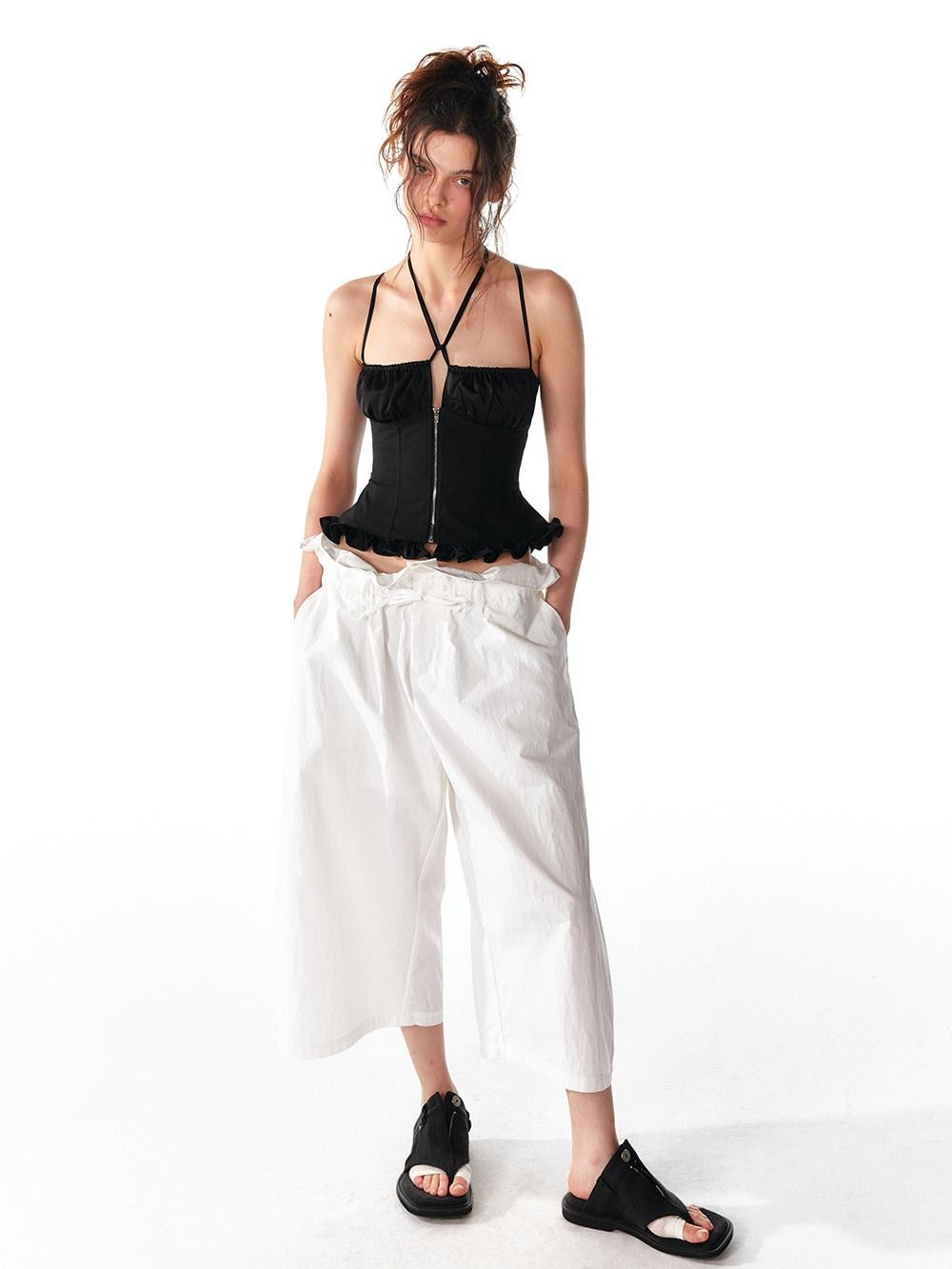 ALINNV White Lace Trim Tie Relaxed Casual Commuter Women&