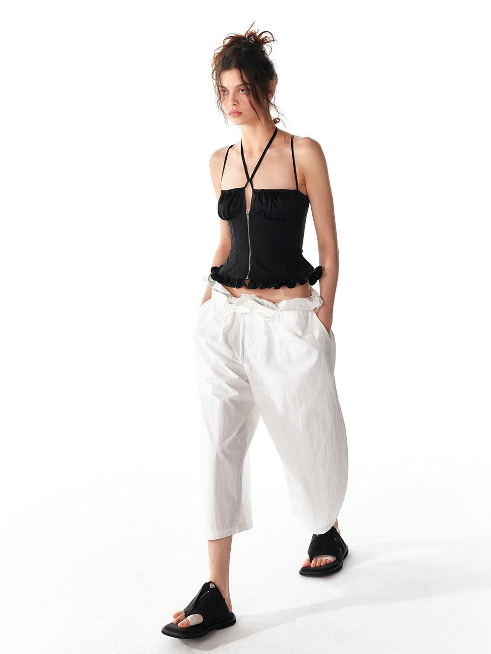 ALINNV White Lace Trim Tie Relaxed Casual Commuter Women&