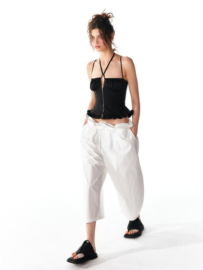 ALINNV White Lace Trim Tie Relaxed Casual Commuter Women&