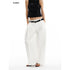 ALINNV White Pleated High Thread Count Curved Hem Women&