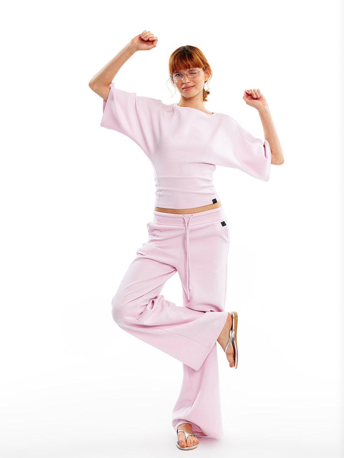 ALINNV Wide Sleeve Cinched Waist Loose Fit Women&