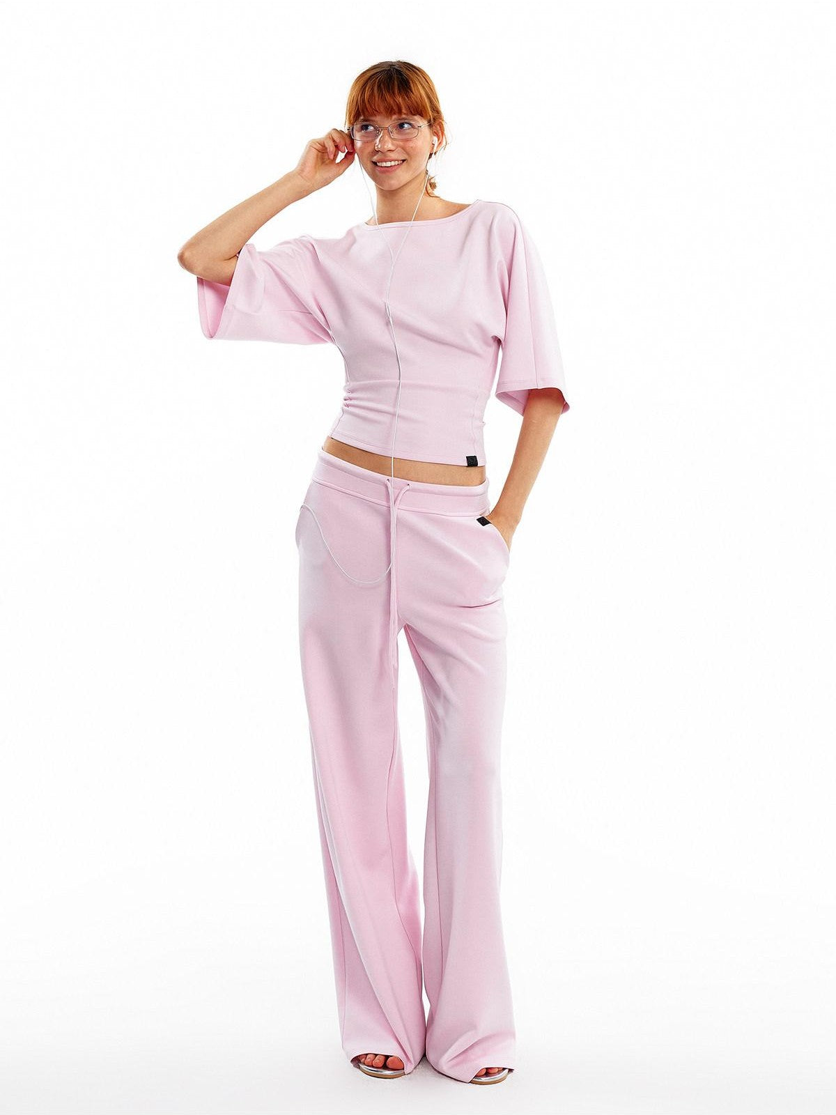 ALINNV Wide Sleeve Cinched Waist Loose Fit Women&