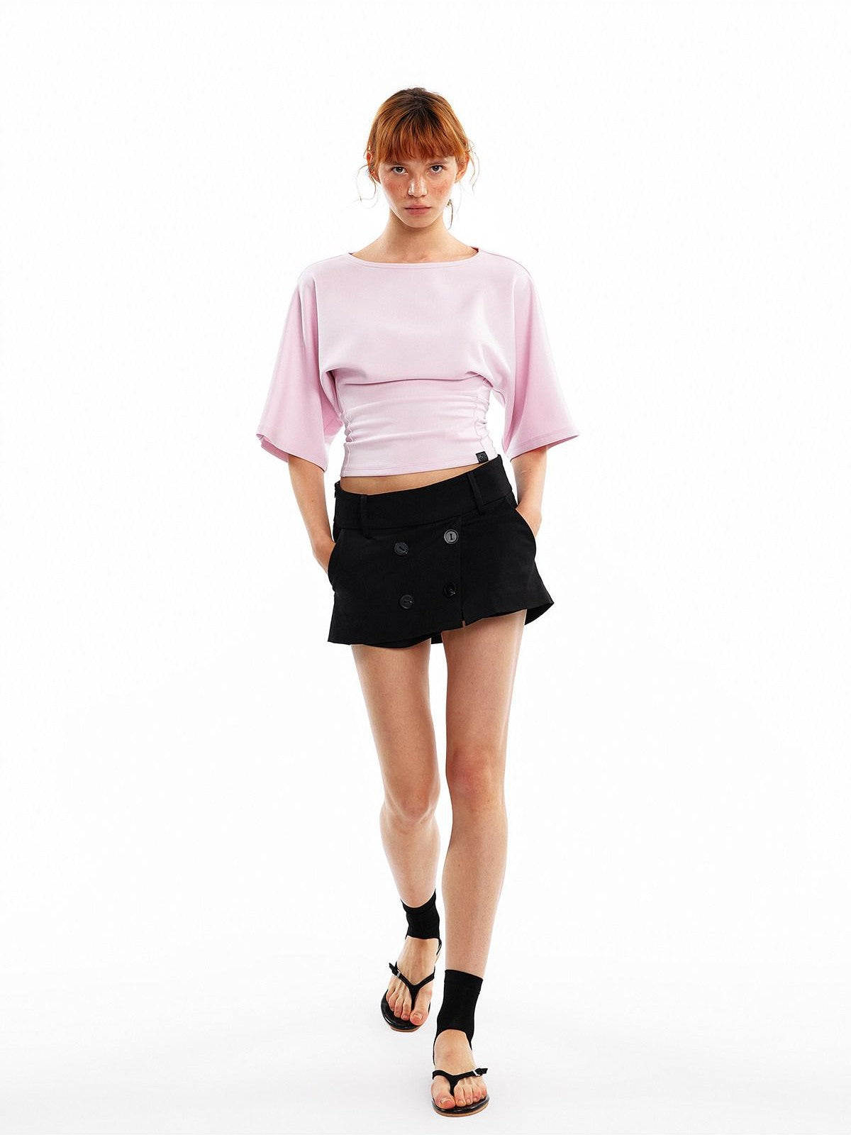 ALINNV Wide Sleeve Cinched Waist Loose Fit Women&