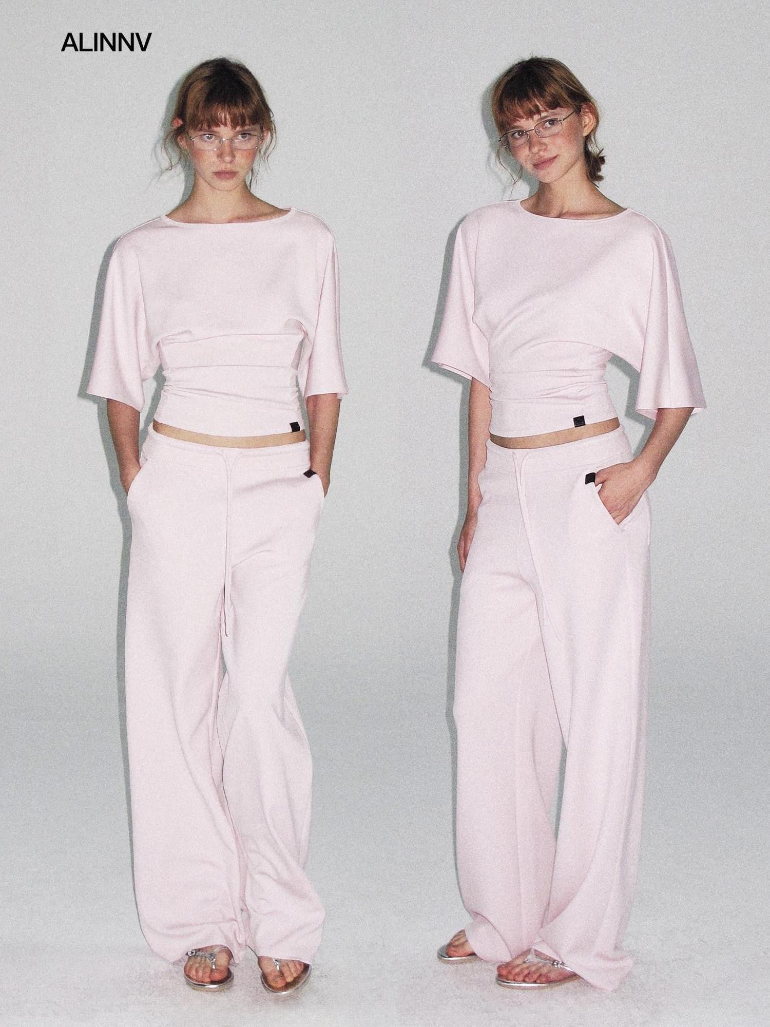 ALINNV Wide Sleeve Cinched Waist Loose Fit Women&