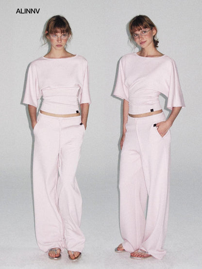 ALINNV Wide Sleeve Cinched Waist Loose Fit Women&