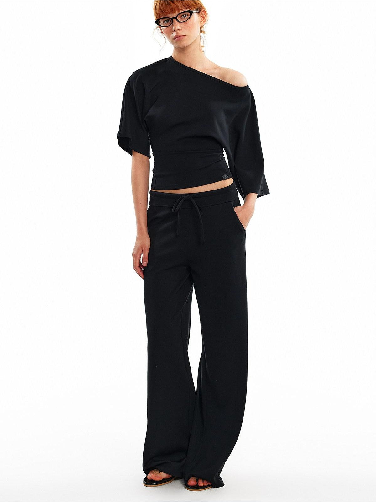 ALINNV Wide Sleeve Cinched Waist Loose Fit Women&