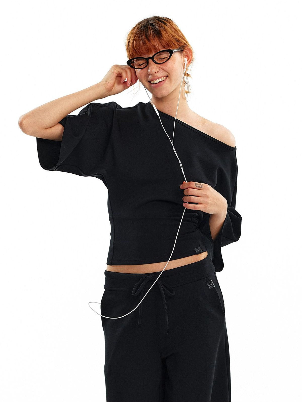 ALINNV Wide Sleeve Cinched Waist Loose Fit Women&