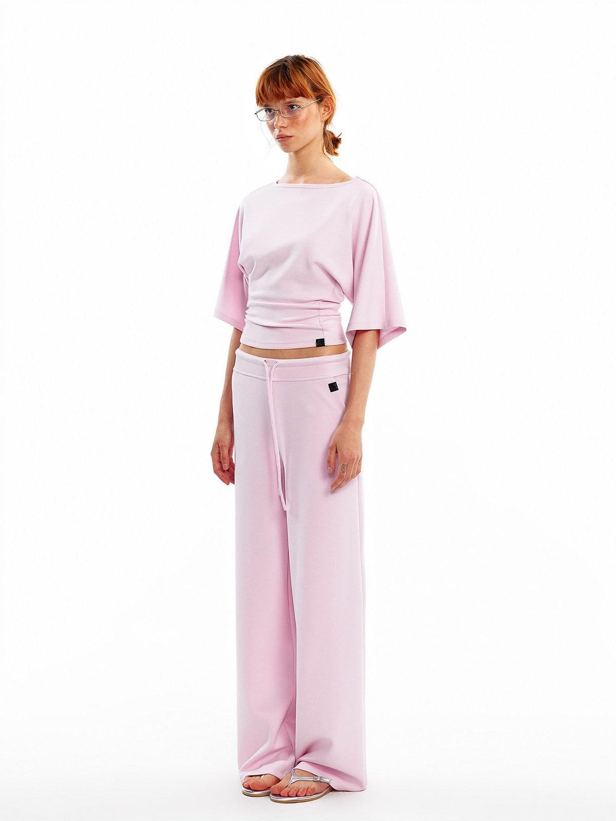 ALINNV Wide Sleeve Cinched Waist Loose Fit Women&