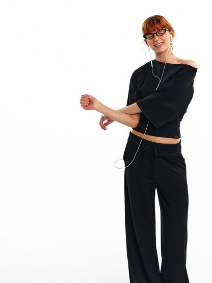 ALINNV Wide Sleeve Cinched Waist Loose Fit Women&