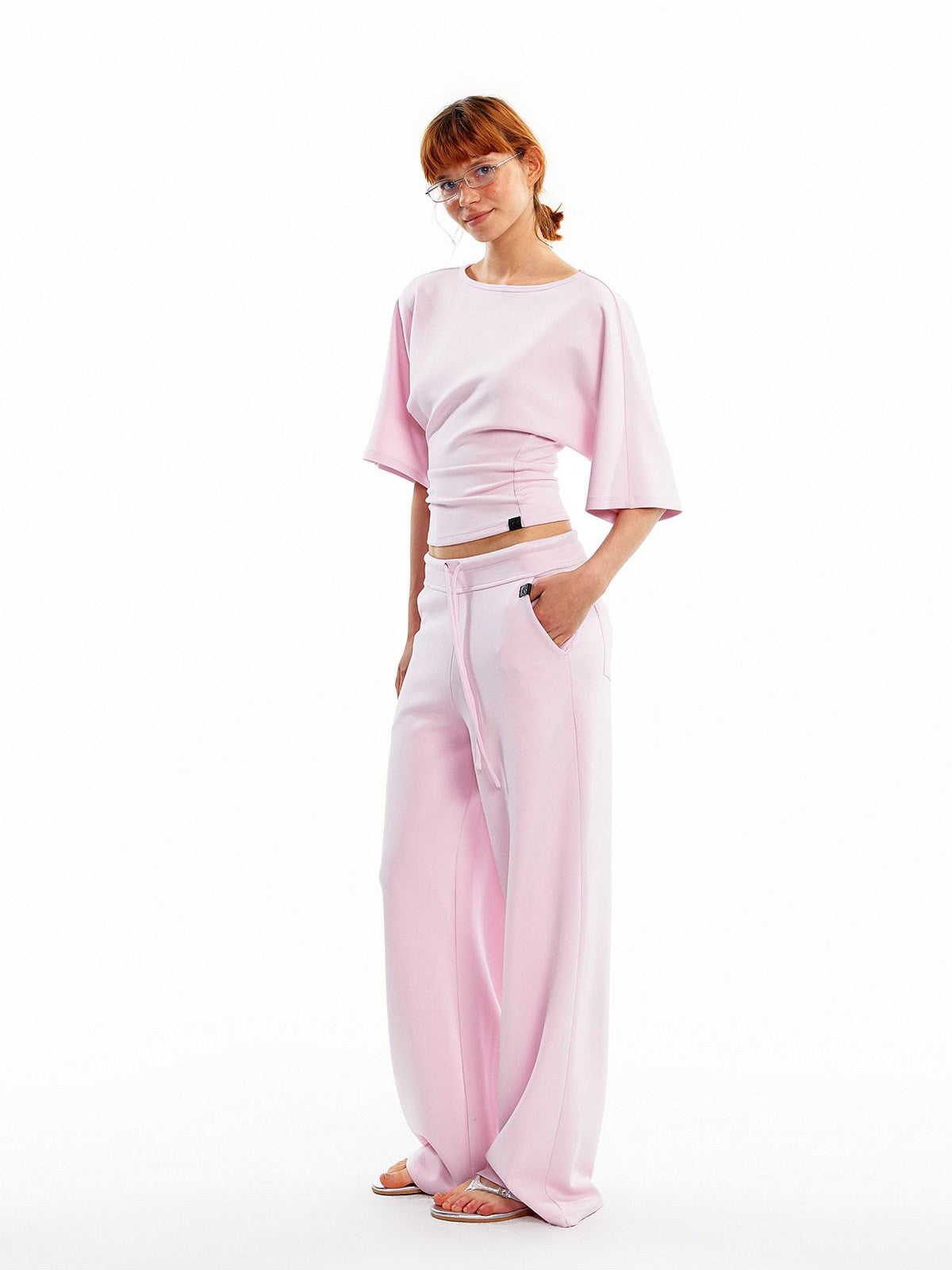 ALINNV Wide Sleeve Cinched Waist Loose Fit Women&
