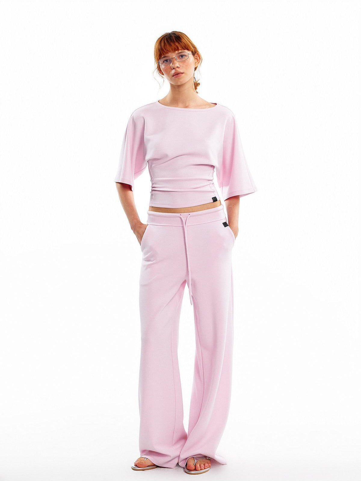 ALINNV Wide Sleeve Cinched Waist Loose Fit Women&